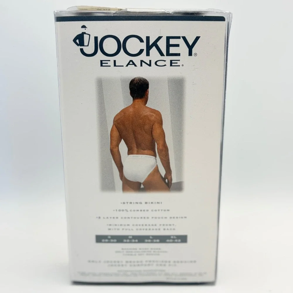 Vintage‎ 1996 Jockey Elance Mens String Bikini 2 Pair Pack Black Size XL 40-42